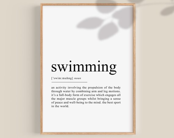 Swimming Definition Dictionary Typography Swimmer Gift Poster