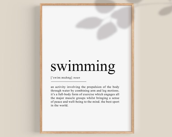 Swimming Gift Swimming Definition Print Swimmer Poster Gift For Swimmer Swim Print Teenage Girl Gifts Boys Room Wall Art