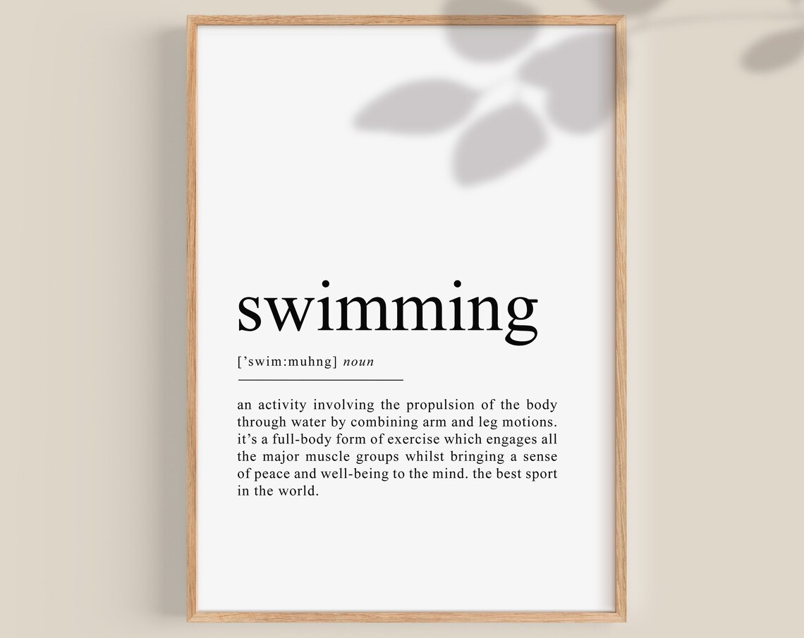 Swimming Definition Dictionary Typography Swimmer Gift Poster