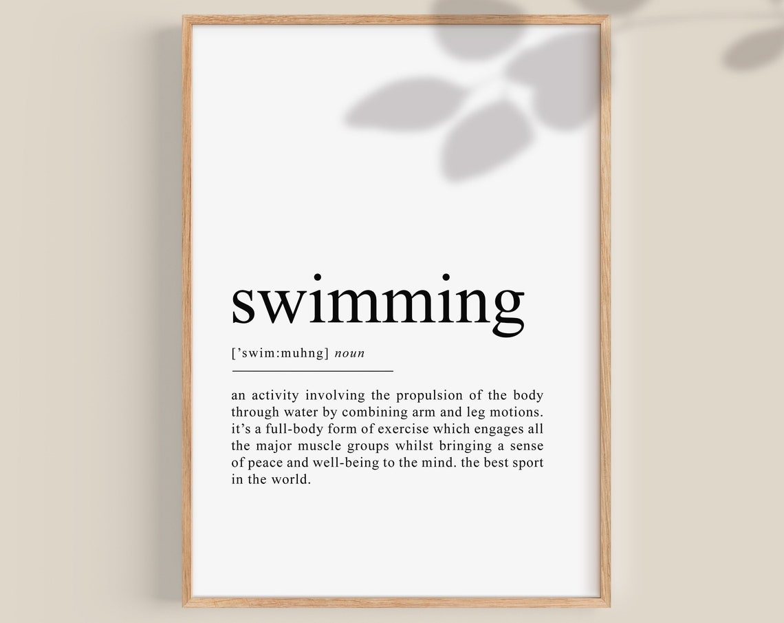 Swimming Gift Swimming Definition Print Swimmer Poster Gift For Swimmer Swim Print Teenage Girl Gifts Boys Room Wall Art