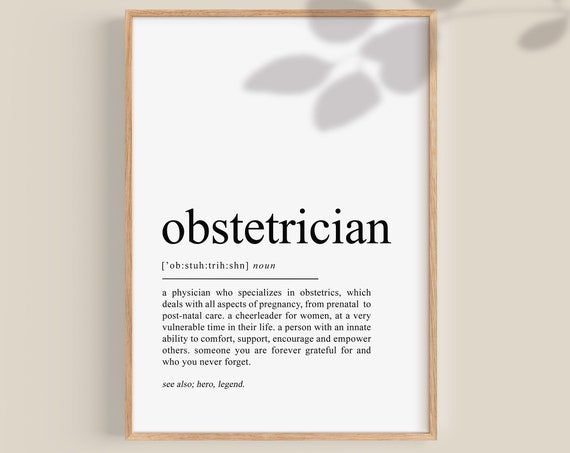Obstetrician Definition Typography Art Print