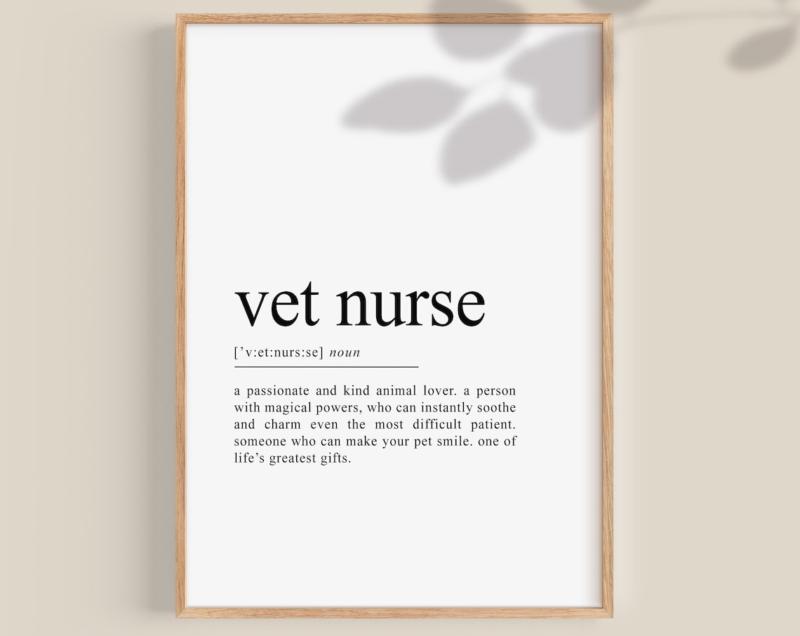 Vet Nurse Definition Typography Art Print