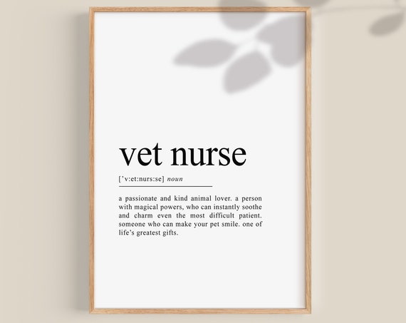 Vet Nurse Definition Typography Art Print