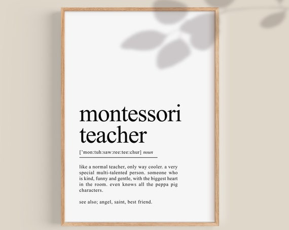 Montessori Teacher Definition Art Print, Nursery Decor