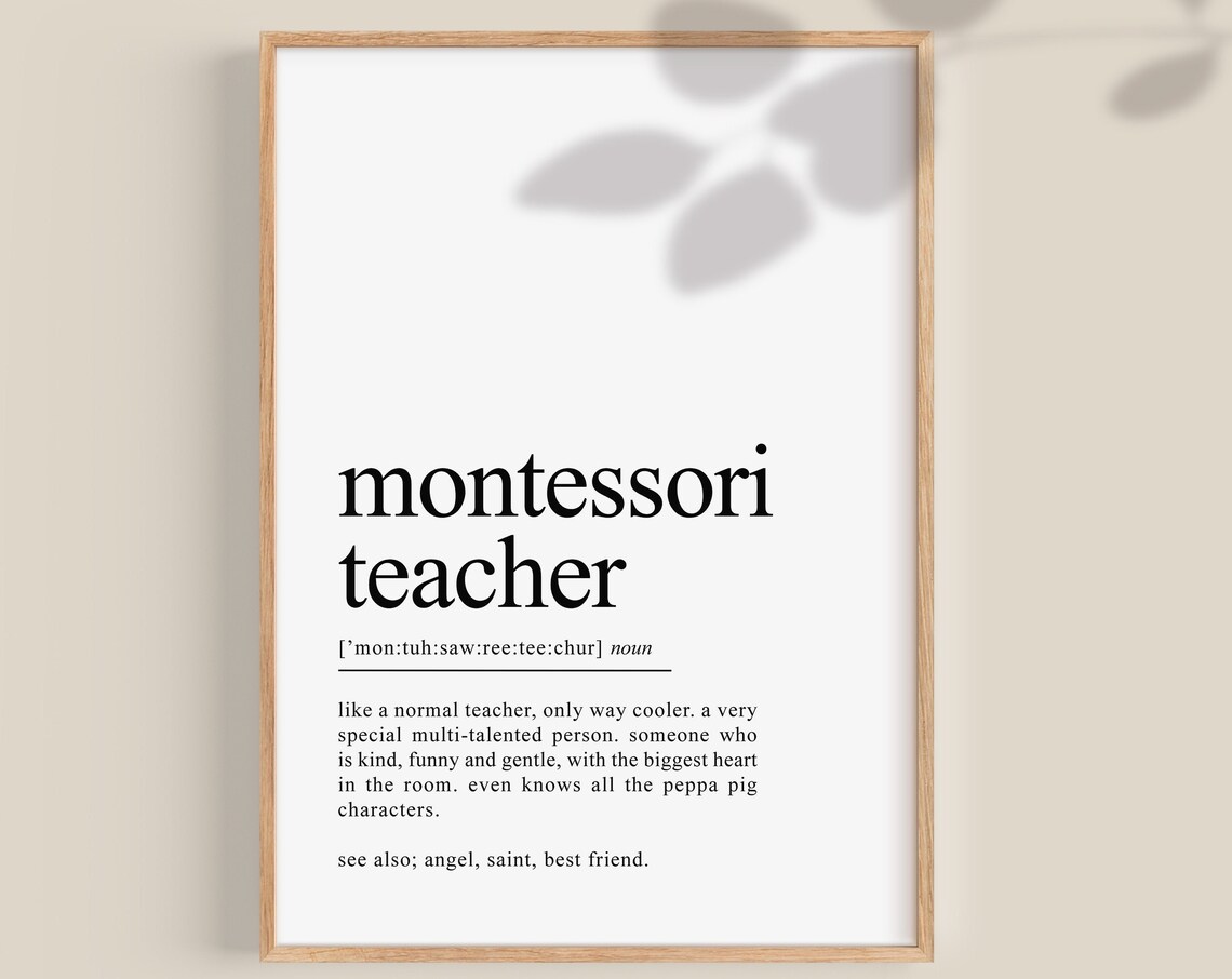 Montessori Teacher Definition Art Print, Nursery Decor
