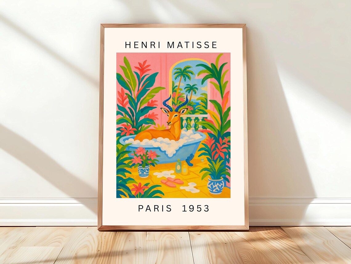 Gazelle In Blue Bathtub Tropical Plants Henri Matisse Paris 1953 Poster