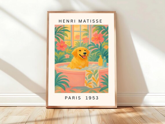 Golden Retriever In Pink Bathtub Henri Matisse Paris 1953 Poster
