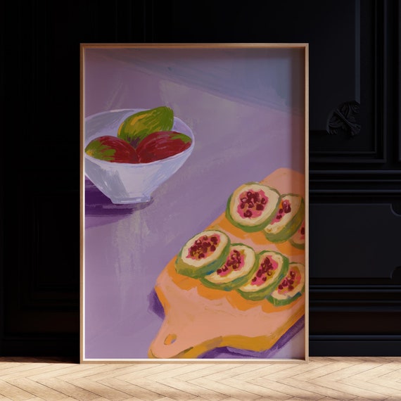 Fig Platter Still Life Painting Moody Painting Figs Wall Art Aesthetic Prints Still Life Art Contemporary Wall Art