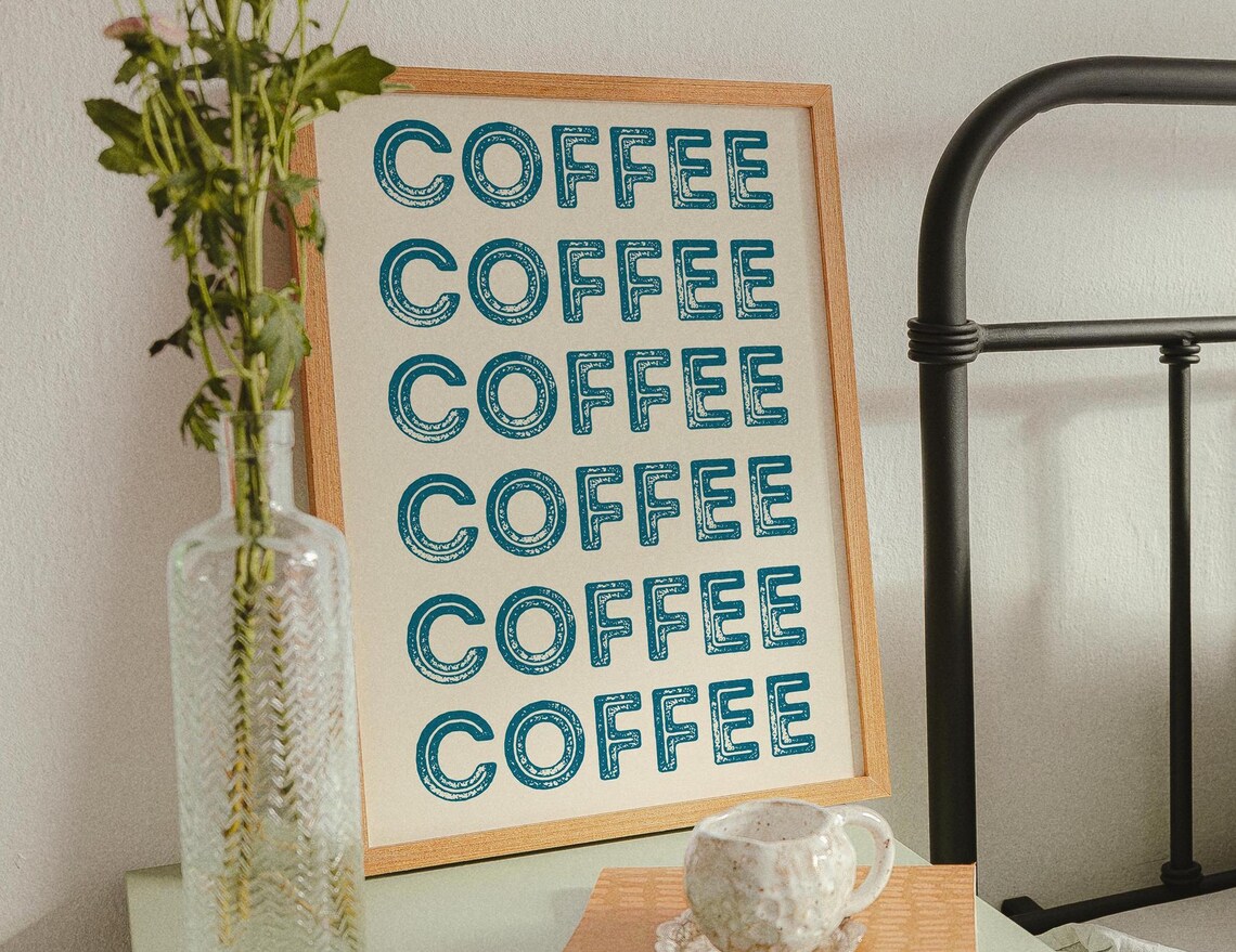 Retro Coffee Print Coffee Bar Wall Art Cute Brown Coffee Art Print Coffee Poster Coffee Print Coffee Art Print - Image 3