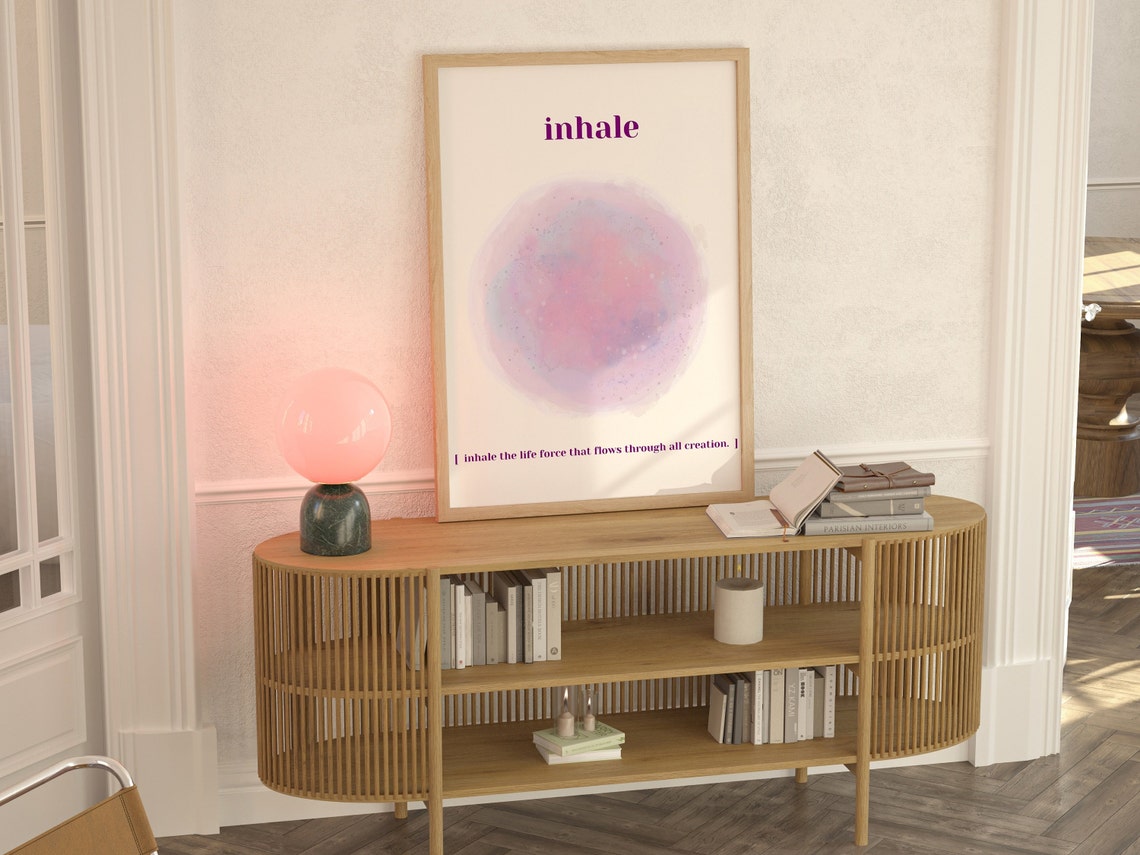 Purple Y2k Decor Pink Energy Spiritual Gradient Print Inhale Poster Wall Art Zen Wall Art Spiritual Affirmation Art Print Gradient Wall Art - Image 3