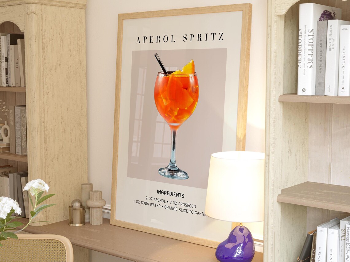 Aperol Spritz Art Print, Bar Cart Decor - Image 3