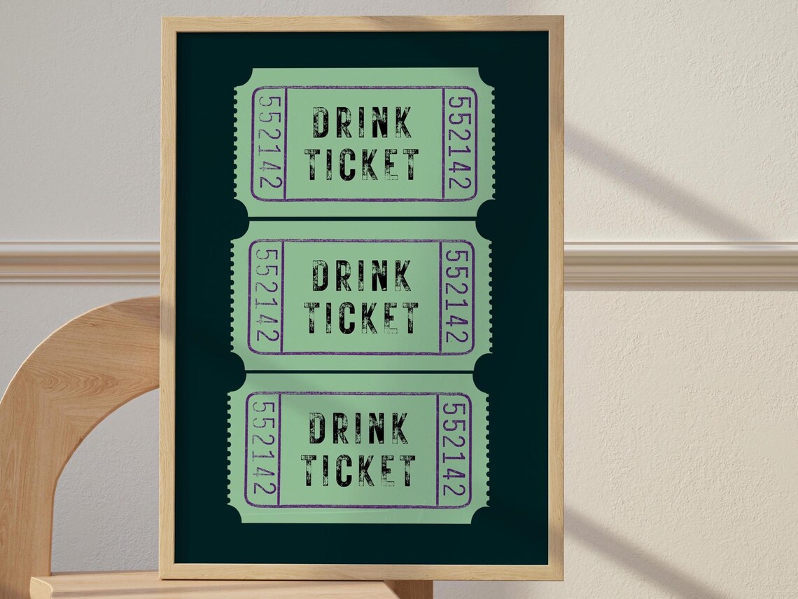 Good Times Ticket, Retro Bar Cart Decor Poster
