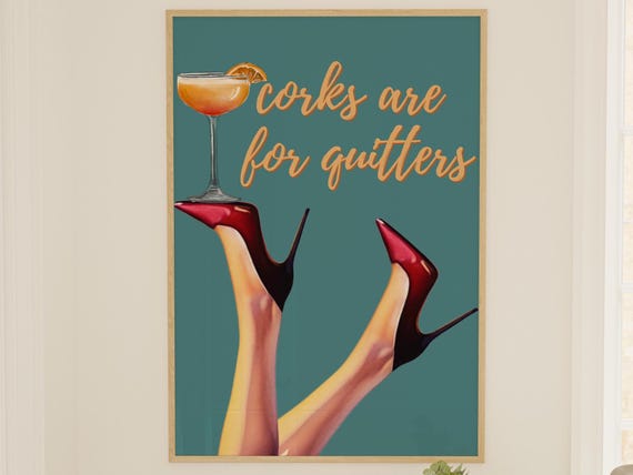 Bottoms Up Art Print Red Bottom Wall Bar Cart Femme Fatale Genz Dorm