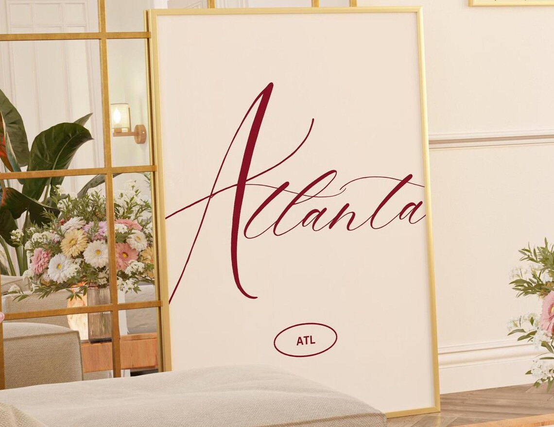 Atlanta Retro Vintage Cityscape, Travel Poster