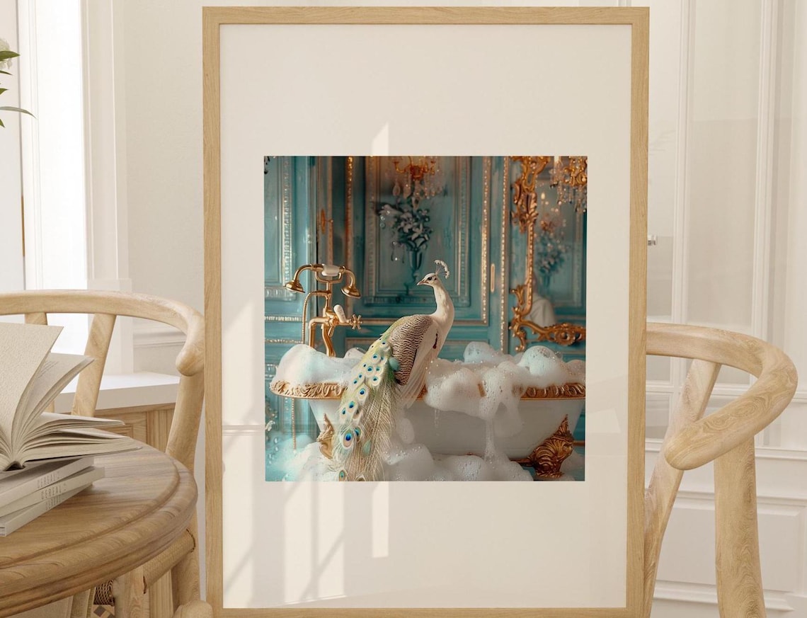 White Peacock, Vintage Japanese Wall Art