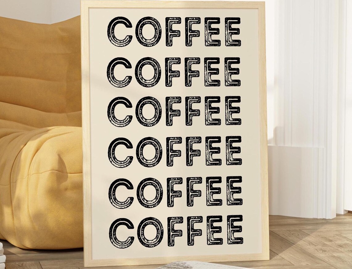 Retro Coffee Print Coffee Bar Wall Art Cute Brown Coffee Art Print Coffee Poster Coffee Print Coffee Art Print
