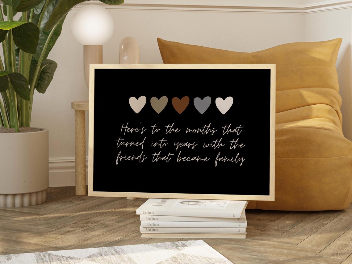 Gift For Friend Wall Art Best Friend Sign Friend Sign Heres To The Months That Turned Into Years With The Friends That Turned Into Family