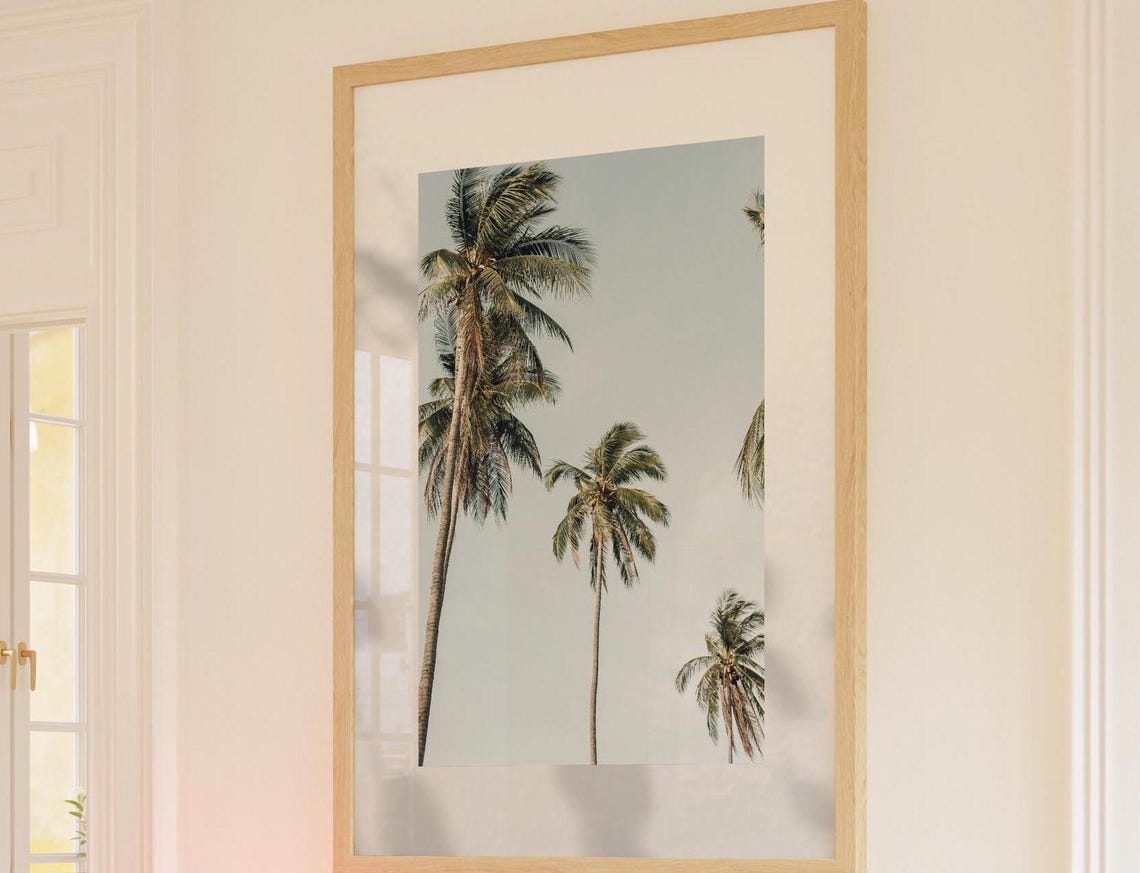 Vintage Beach Print Abstract Coastal Painting Girly Apartment Decor Pink Wall Art Palm Tree Beachy Wall Art Coastal Poster Dorm