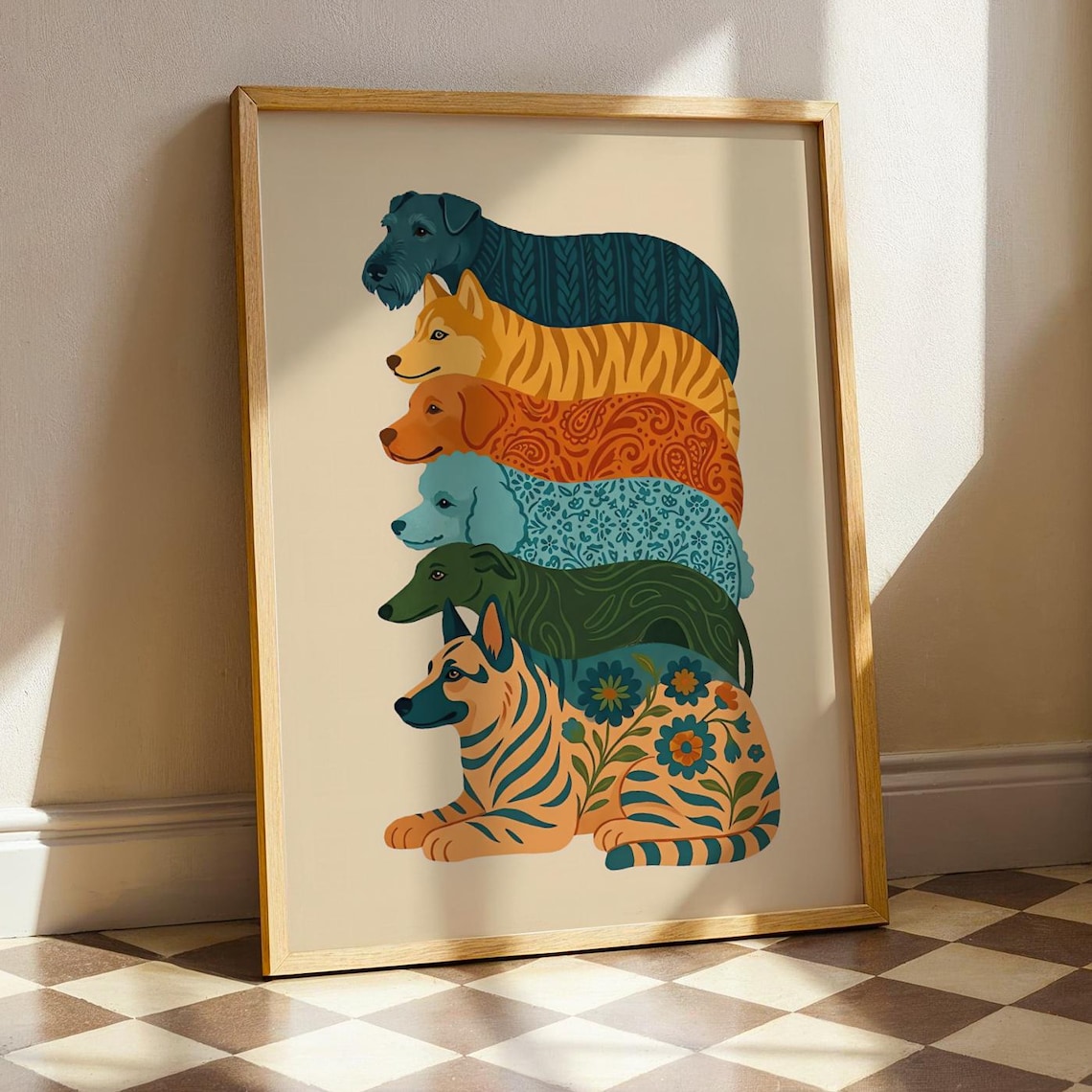 Dog Colorful Poster, Nursery Kids Room Decor