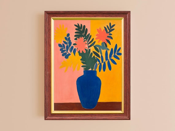 Matisse Art Print Bold Colorful Flower Market Maximalist Wall Dcor Artful Living Room Above Couch Decor