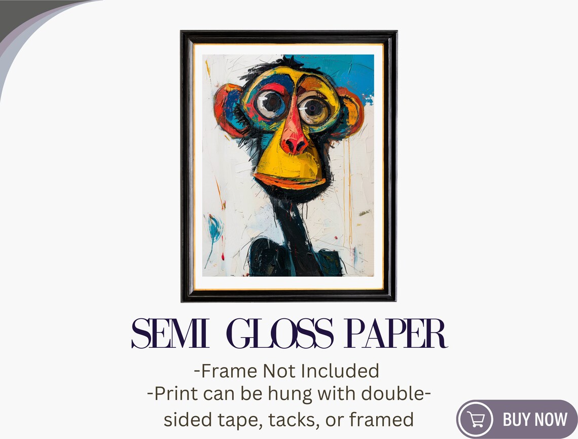 Colorful Monkey Face Abstract Expressionist Painting Kids Room Wall Poster - Image 6