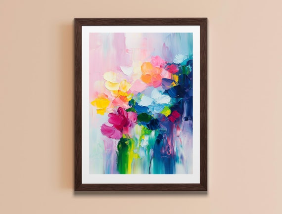 Dopamine Art Dcor Colorful Maximalist Wall Art Print Bold Abstract Floral Decor For Living Room Home Office