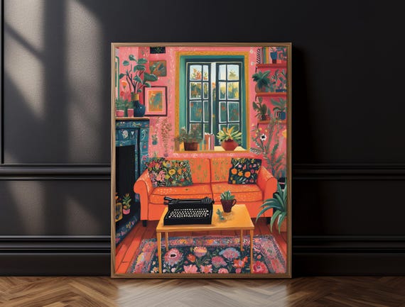 Henri Matisse Inspired Print Modern Fireplace Wall Decor Colorful Floral Gift For Trendy Maximalist Rooms Gallery Decor