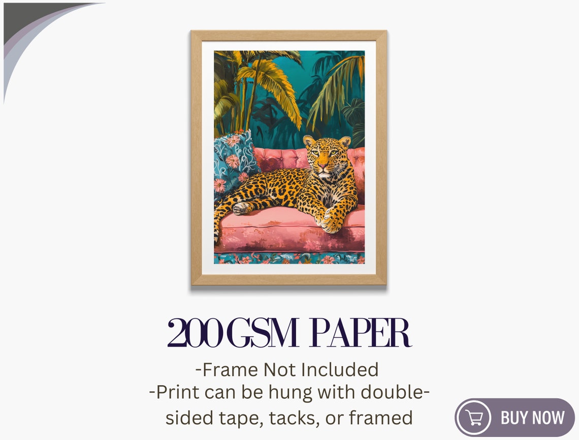 Maximalist Leopard Portrait Bold Fashionista Art Eclectic Wall Decor Unique Animal Print - Image 6