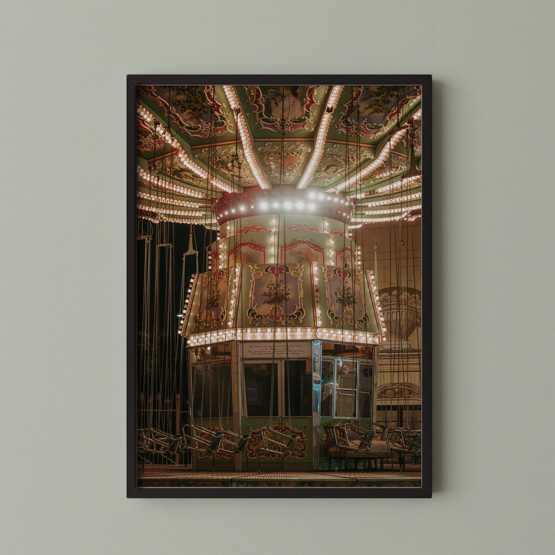 Vienna Prater Swing Carousel Night Lights Amusement Photography Poster