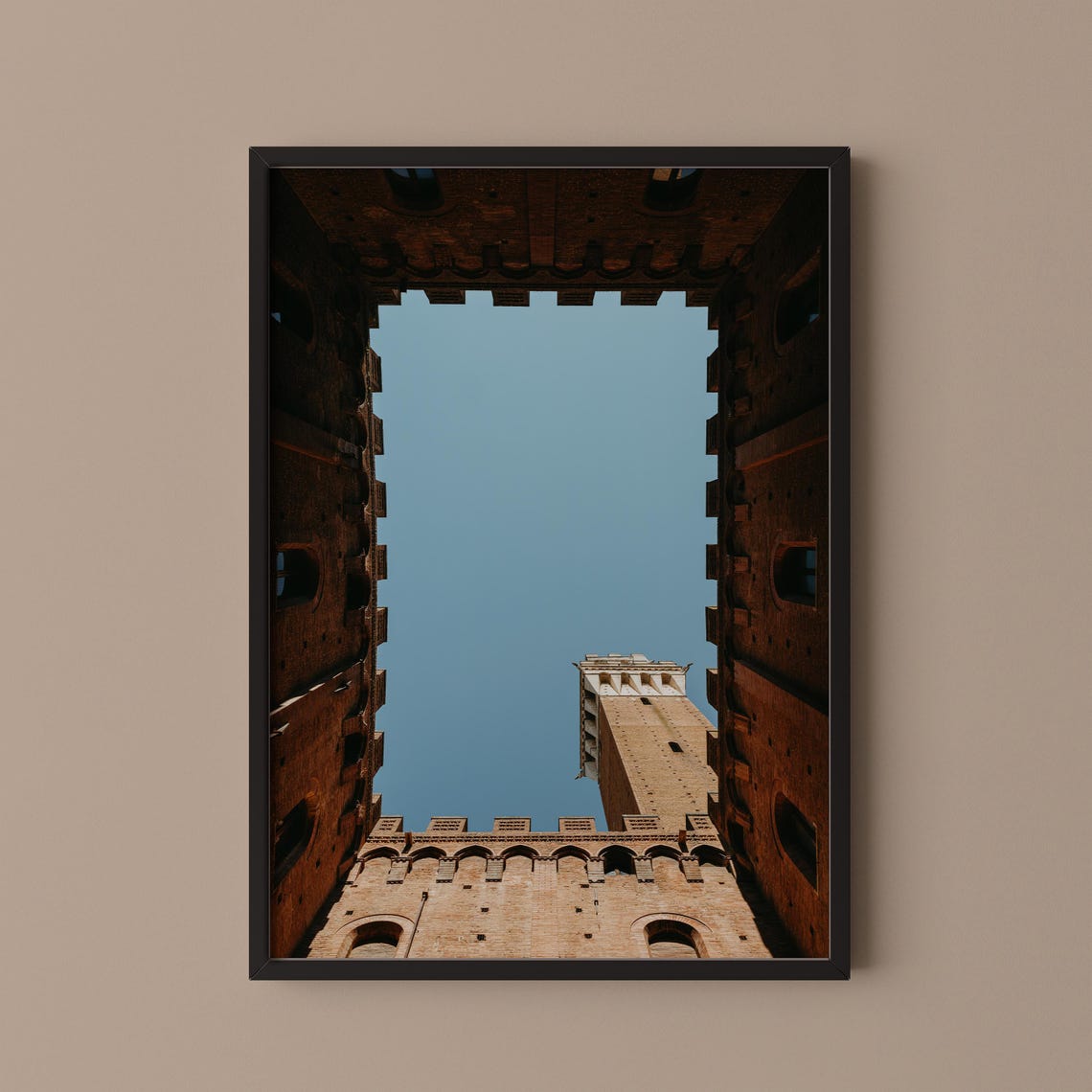 Siena Medieval Tower Courtyard View Italy Travel Photography Poster