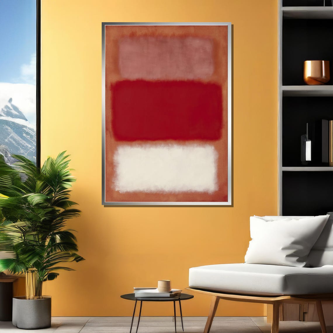 Abstract Expressionist Bold Red Soft Pink And White Color Fields Rothko Inspired Art Modern Wall Decor Ready To Hang - Image 4