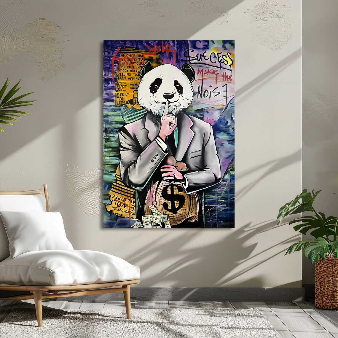 Panda Banker With Money Bag Graffiti Success Street Art Poster - Image 5