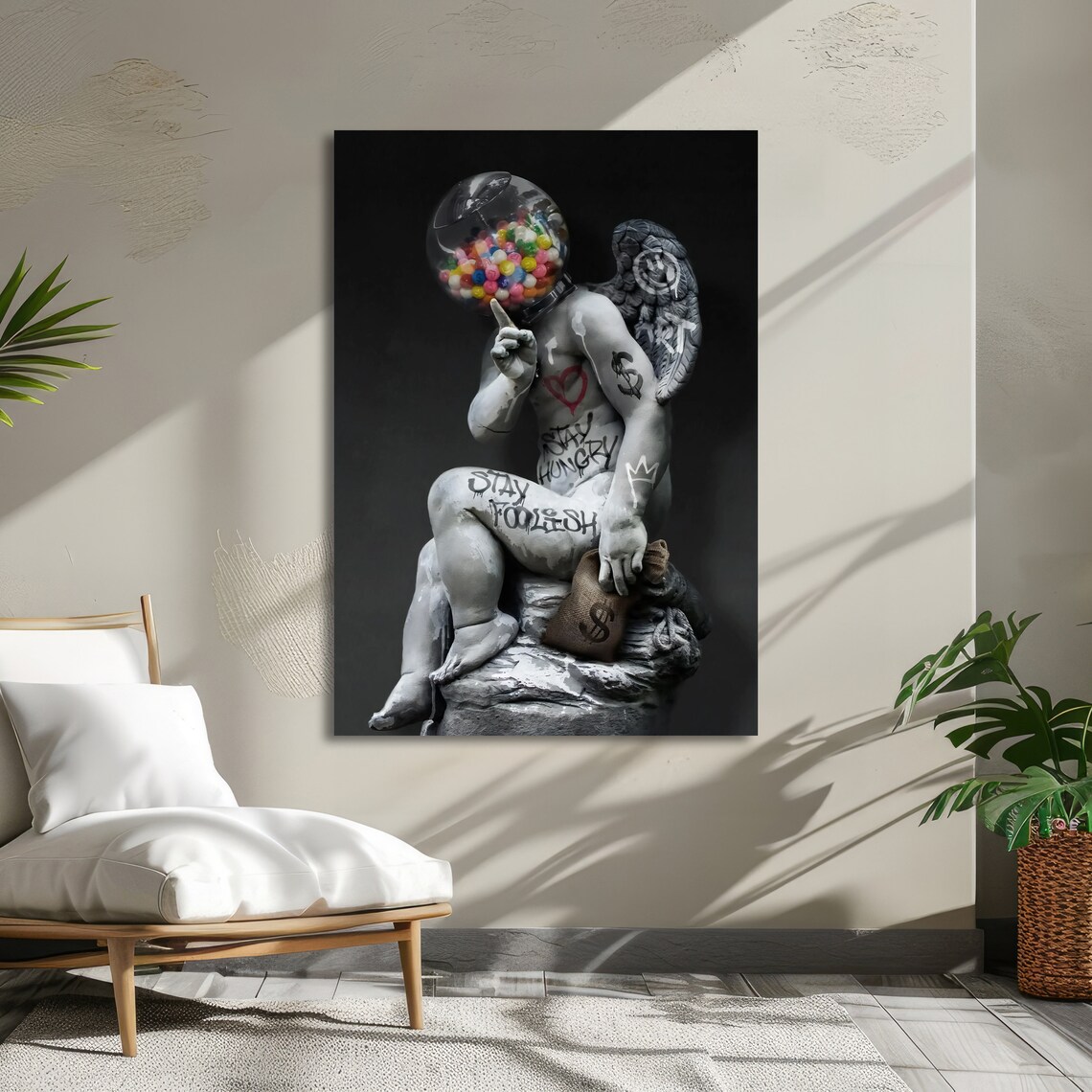 Gumball Angel Statue Graffiti Street Art Stay Hungry Foolish Poster - Image 4