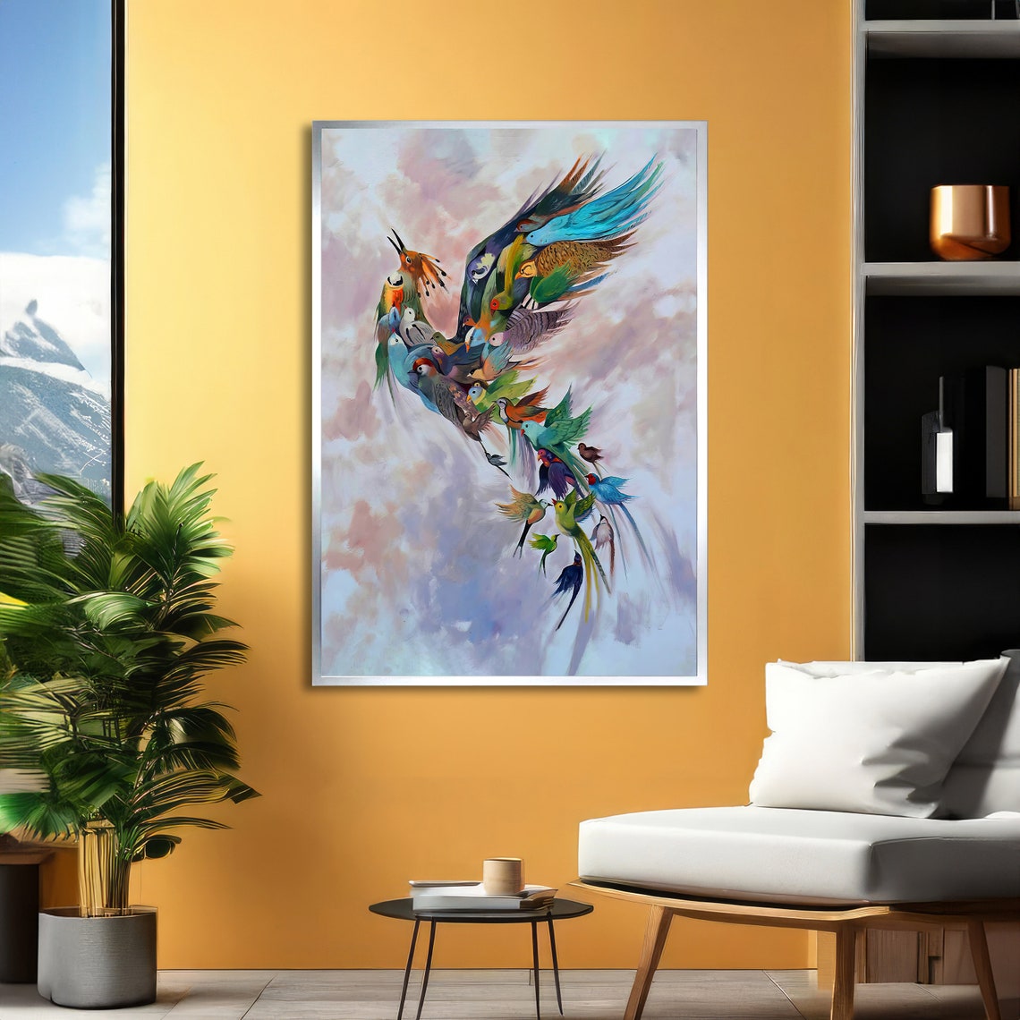 Colorful Birds Forming Giant Bird in Flight Freedom Art Poster - Image 5