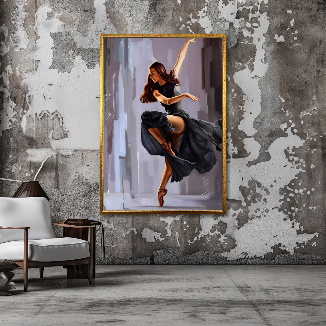 Ballerina in Black Dress Mid-Pose Elegant Contemporary Dance Art Poster - Image 5