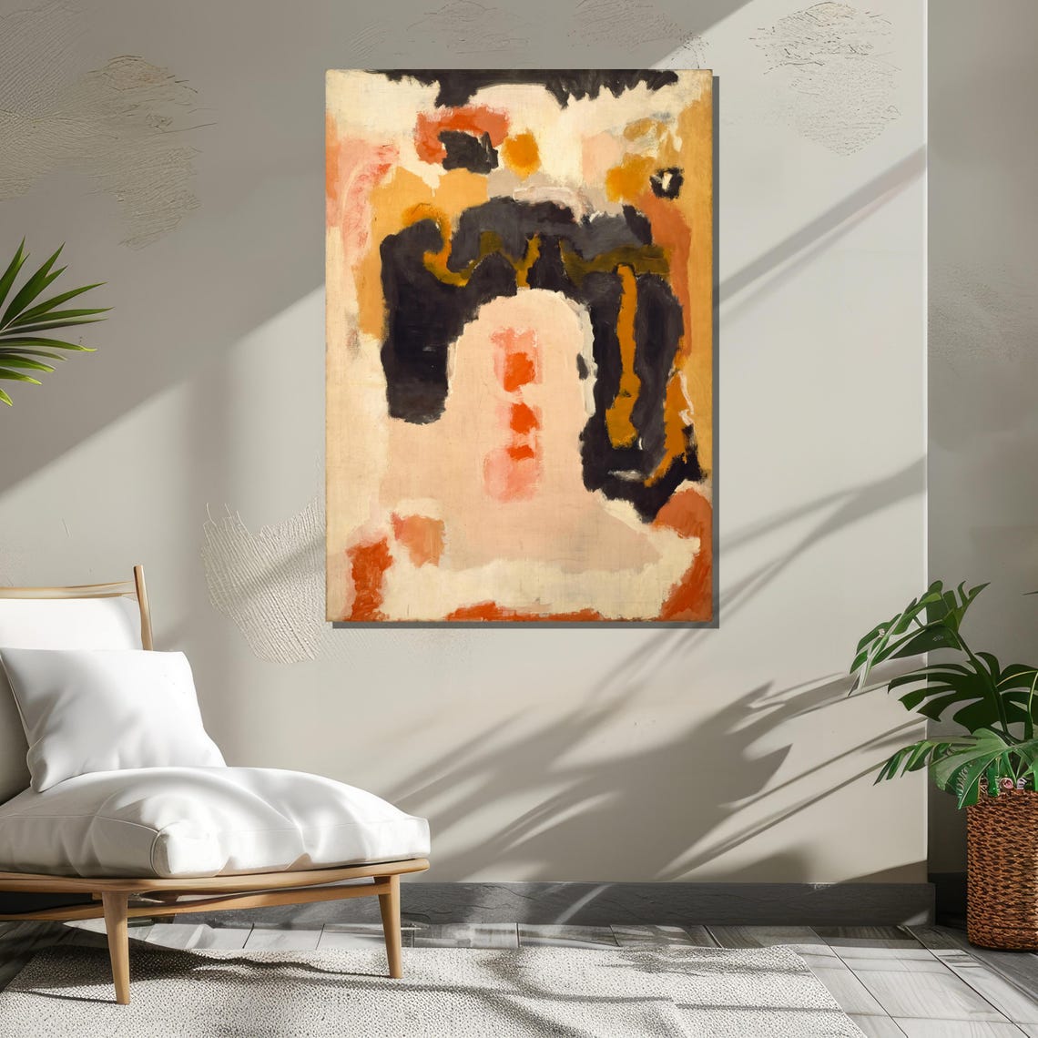 Bold Abstract Expressionist Orange Black and Mustard Art Poster - Image 3