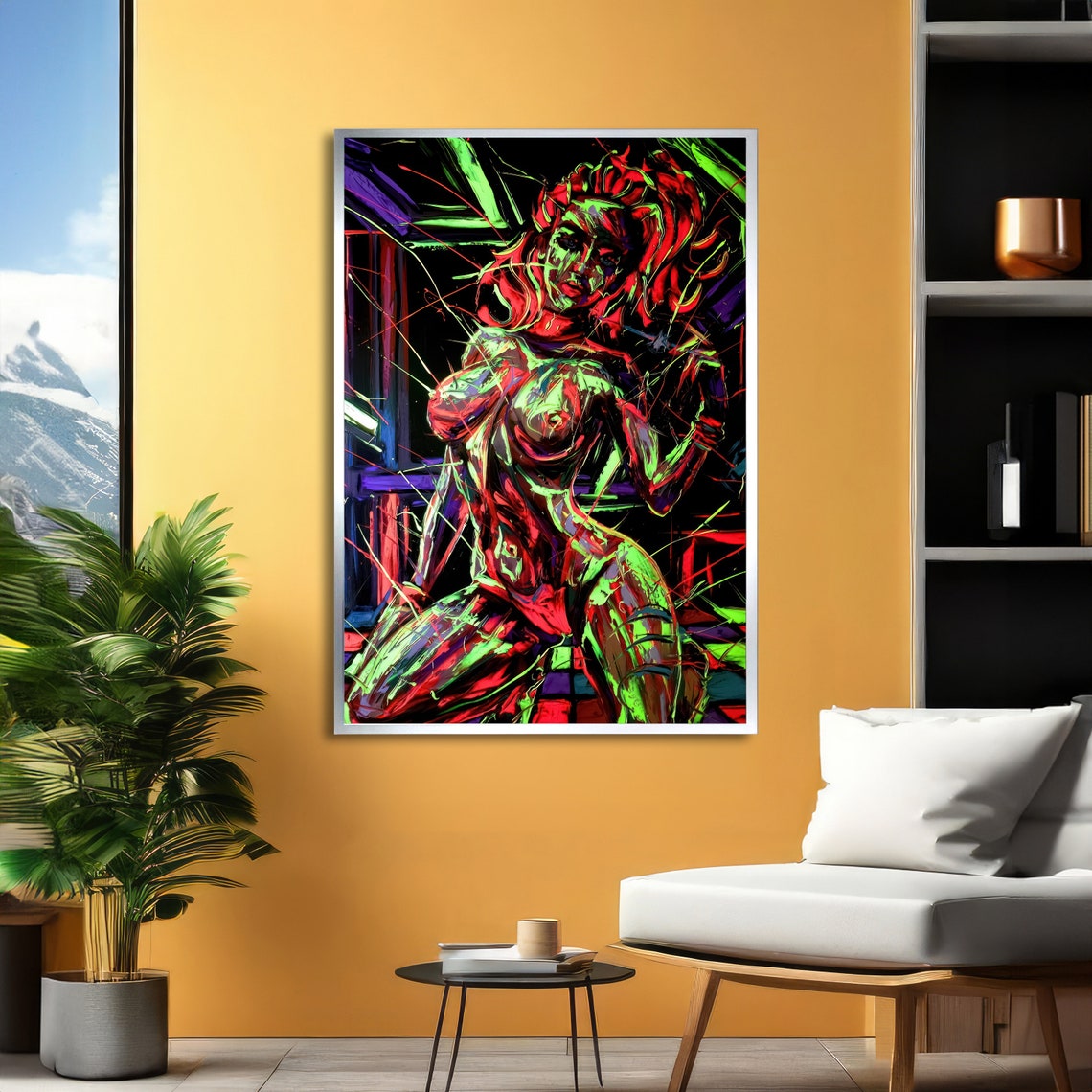 Neon Censored Woman Graffiti Blacklight Bold Modern Pop Art Poster - Image 2