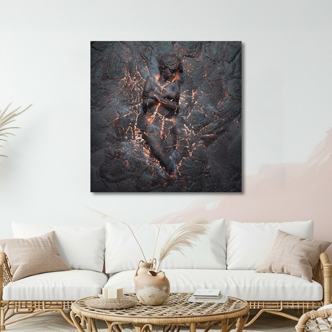 Molten Lava Embrace Couple Textured Dark Volcanic Rock Poster - Image 5