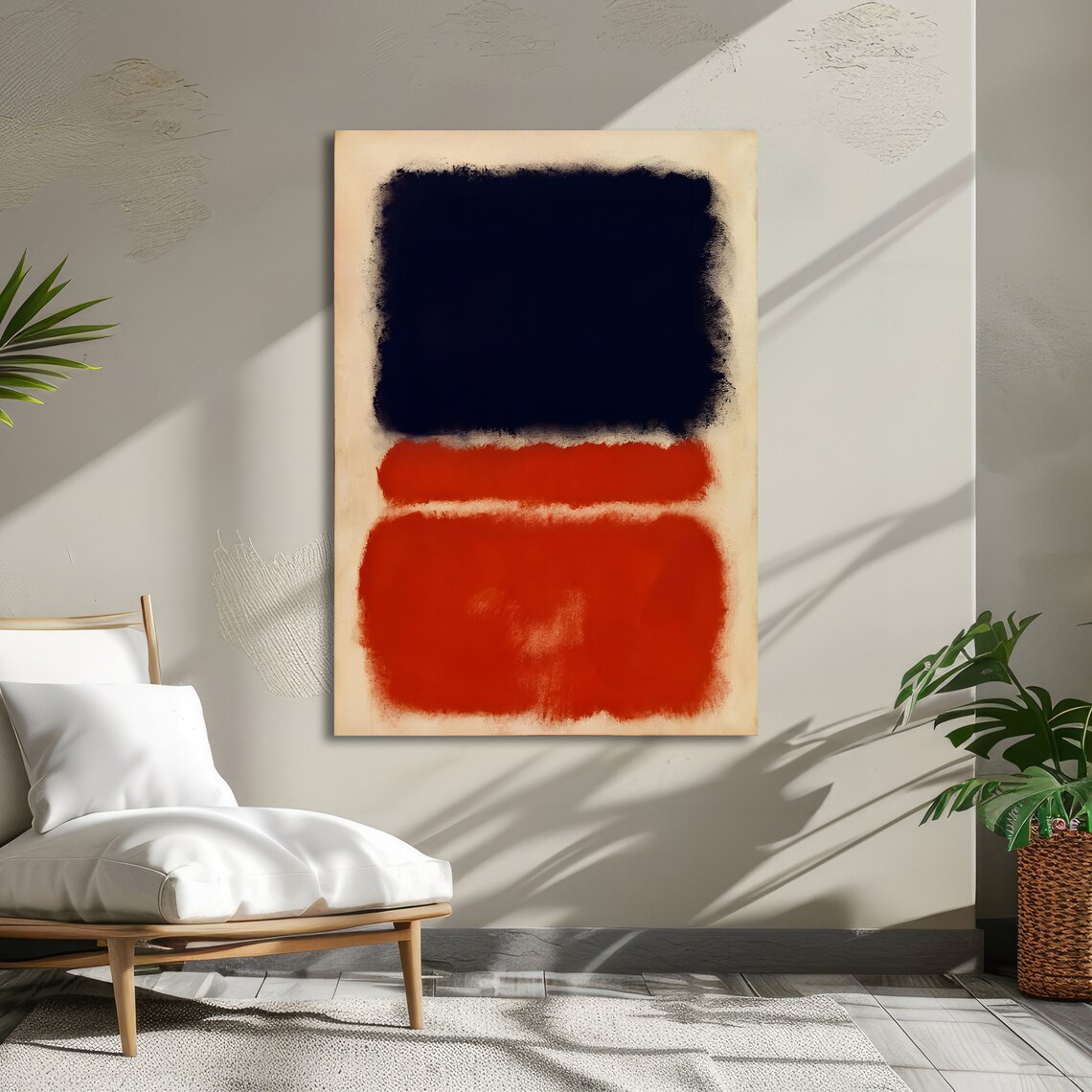 Midnight Navy and Flame Red Rothko Style Abstract Color Poster - Image 5