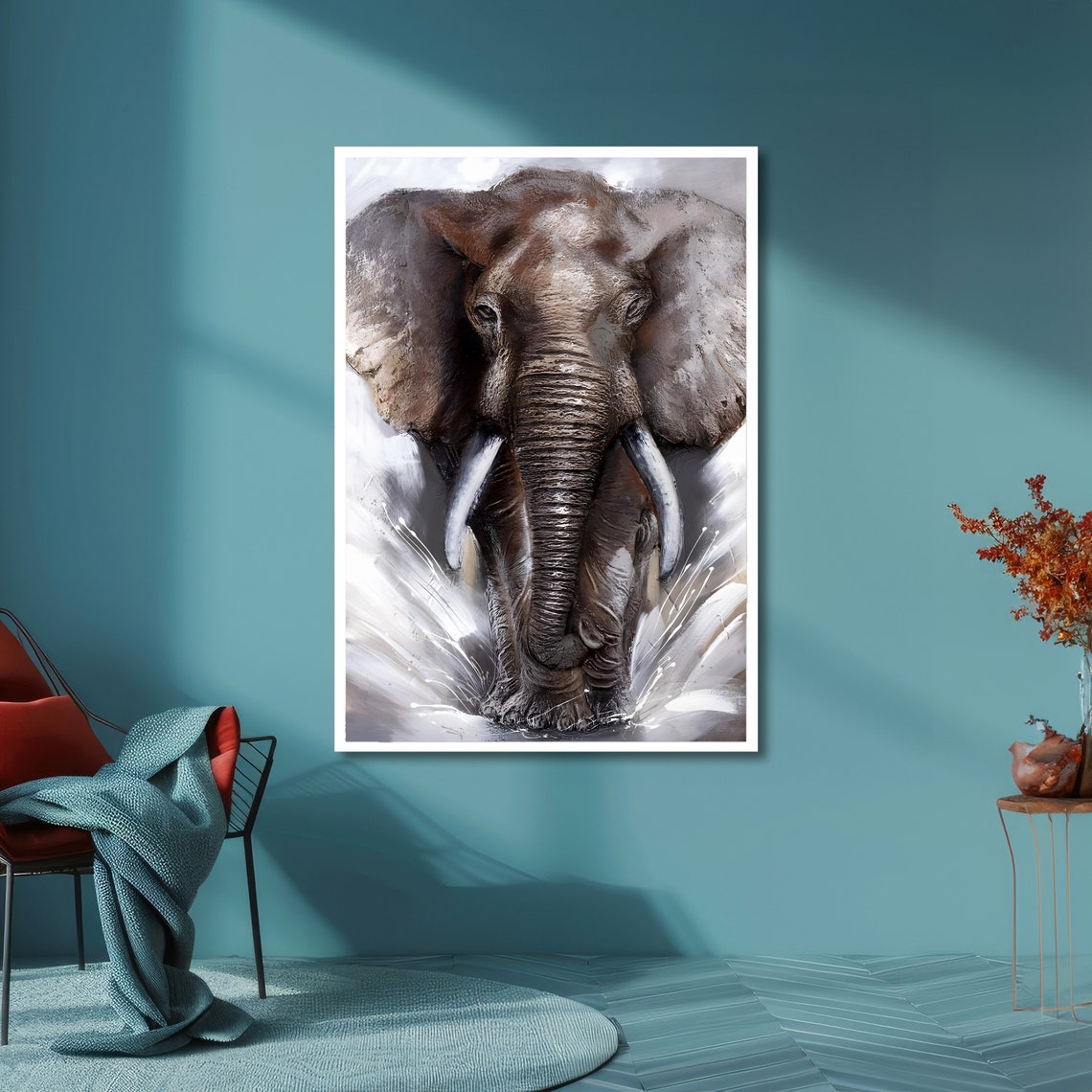 Thunderous African Elephant Charging Forward Wildlife Wall Poster - Image 6