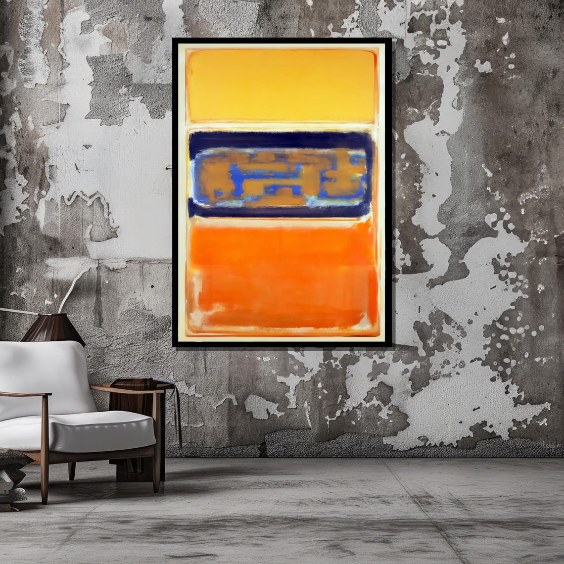 Abstract Expressionist Bold Orange And Yellow Color Block Art Modern Wall Decor Rothko Style Painting Print - Image 6