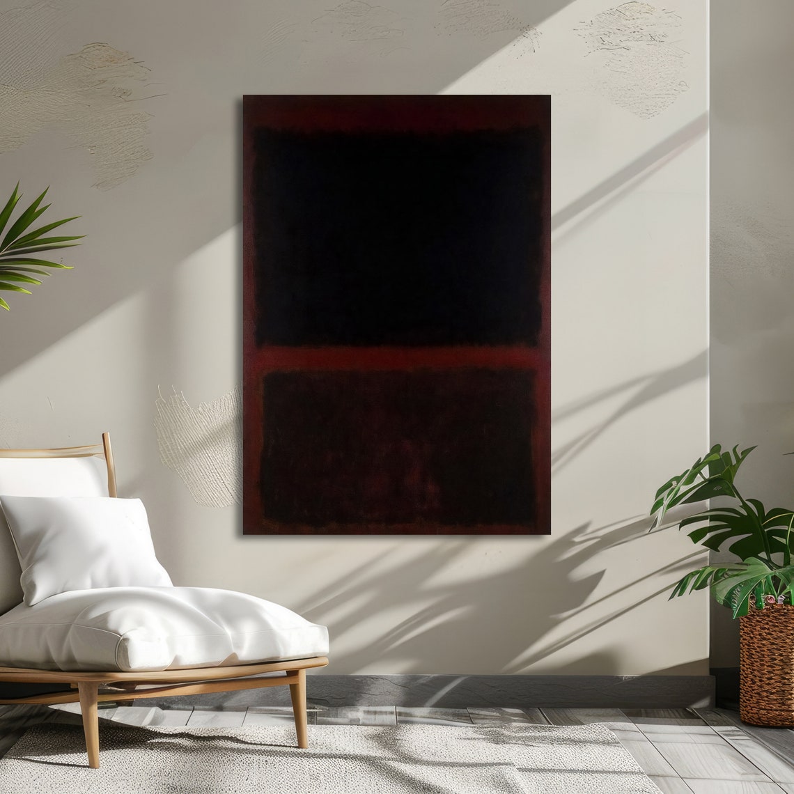 Midnight Black with Deep Red Edges Rothko Style Abstract Poster - Image 5