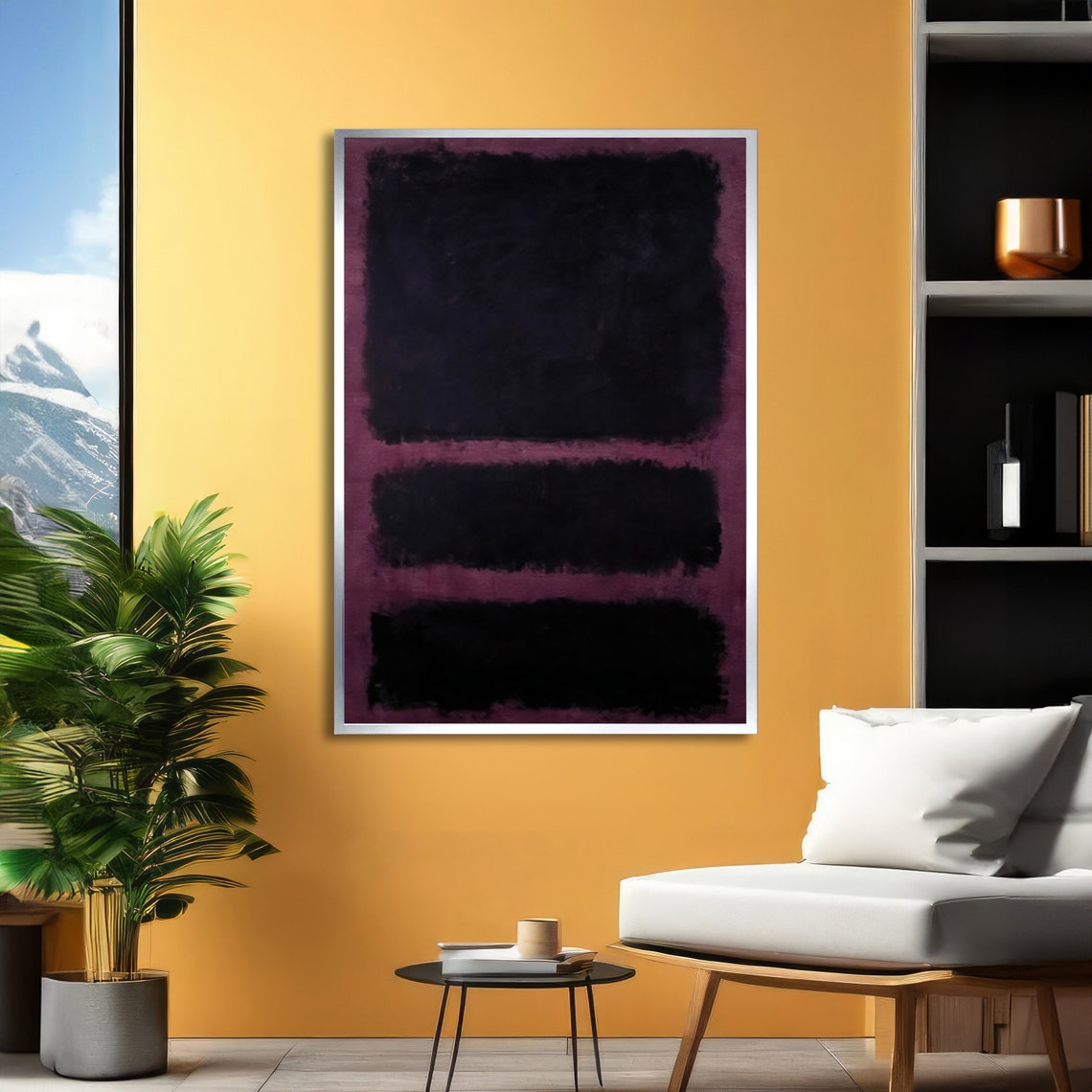 Dark Purple and Black Rothko-Inspired Moody Abstract Art Poster - Image 2