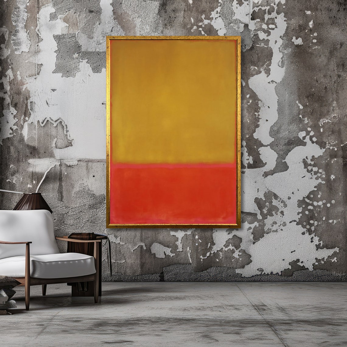 Sunset Gold Color Field Abstract Poster in Rothko Style with Ember Red - Image 3