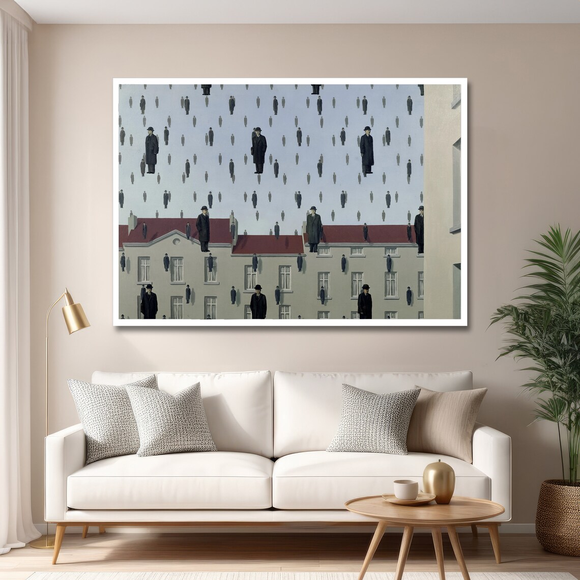 Magritte Golconda Men in Bowler Hats Raining Over Town Surreal Poster - Image 6