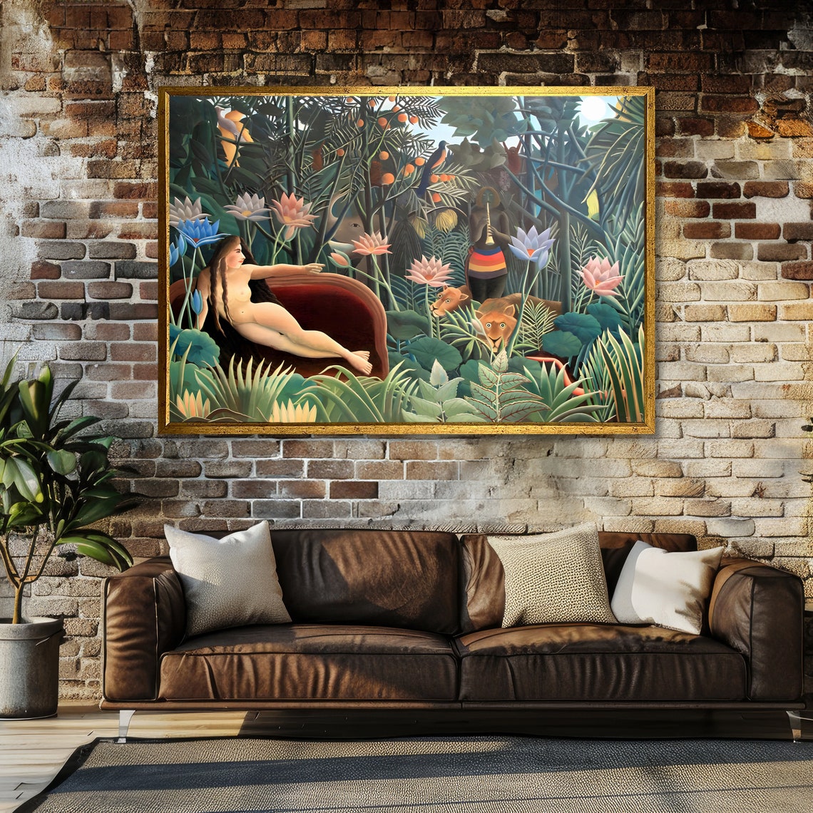 Dream In The Jungle Rousseau Inspired Art Bold Abstract Print Modern Wall Art Ready To Hang Decoration - Image 3