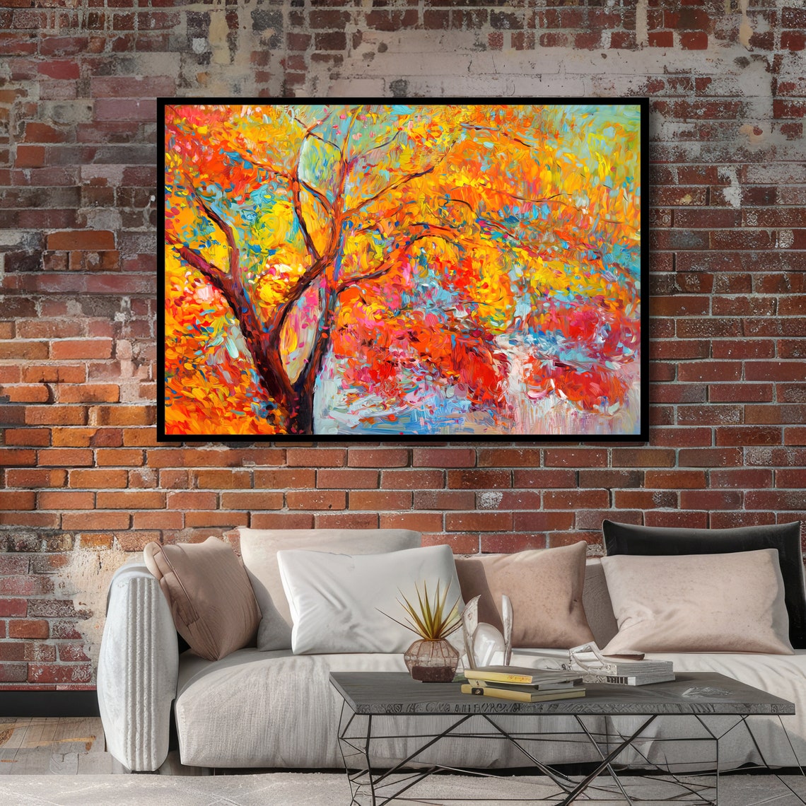 Autumn Blaze Vibrant Abstract Tree in Fall Foliage Colors Poster - Image 4