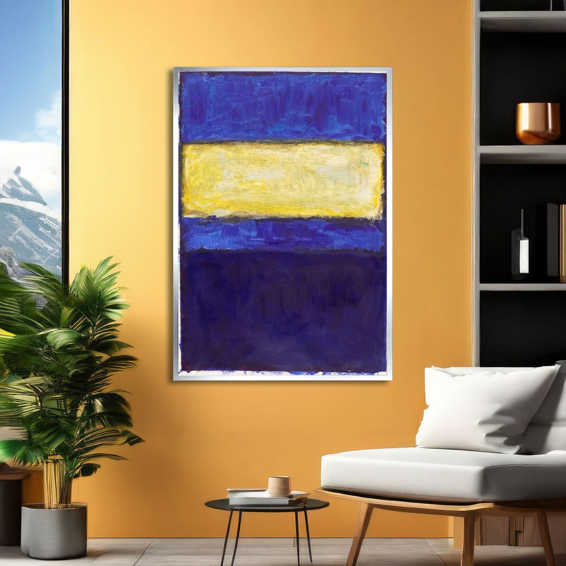 Deep Blue and Yellow Rothko-Inspired Color Field Artwork Poster - Image 3