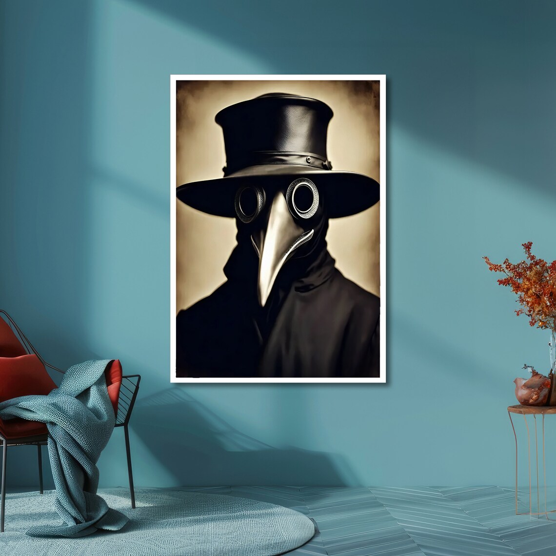 Plague Doctor Portrait Beaked Mask Sepia Vintage Gothic Poster - Image 6