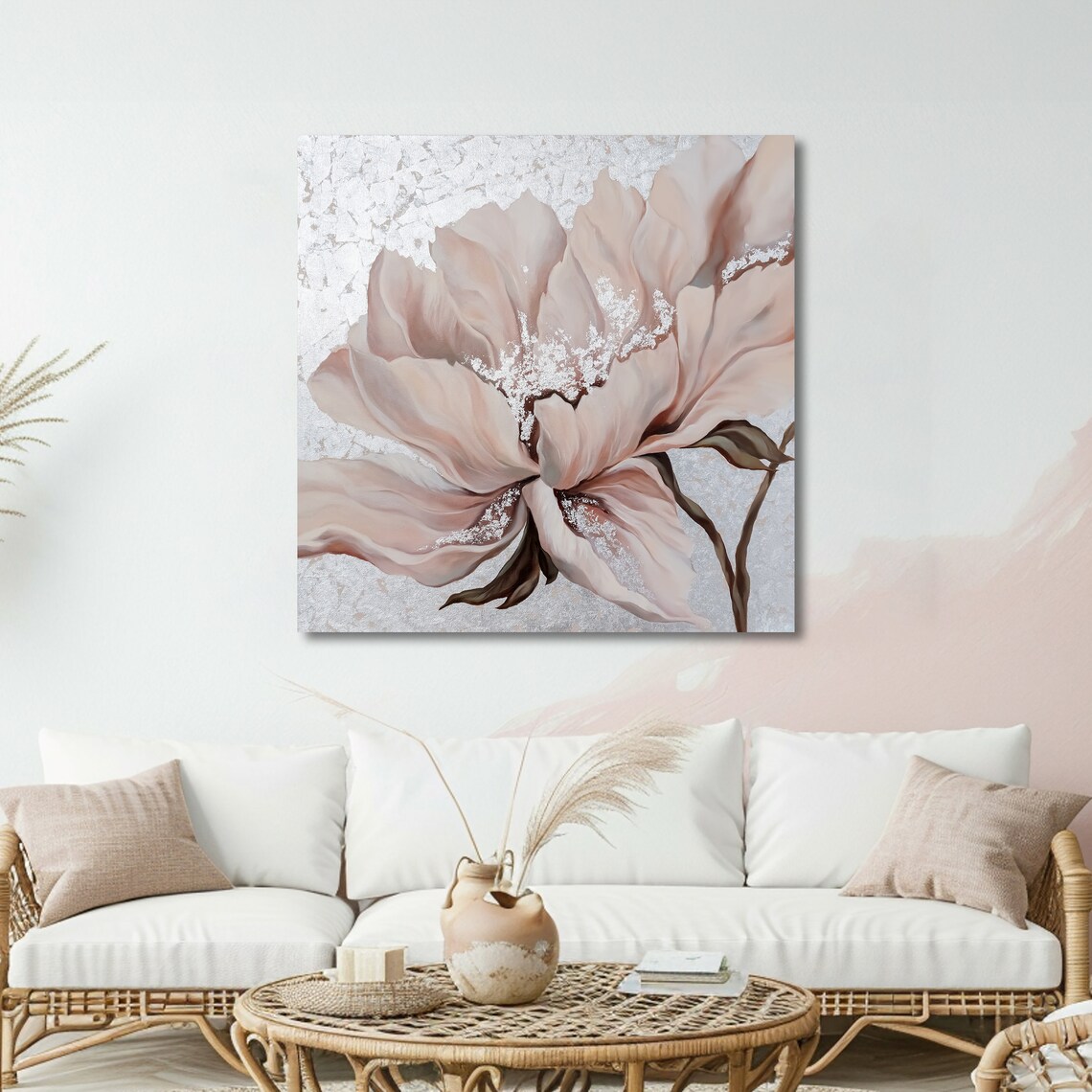 Blush Pink Peony With Silver Shimmer Elegant Floral Bloom Art Poster - Image 5